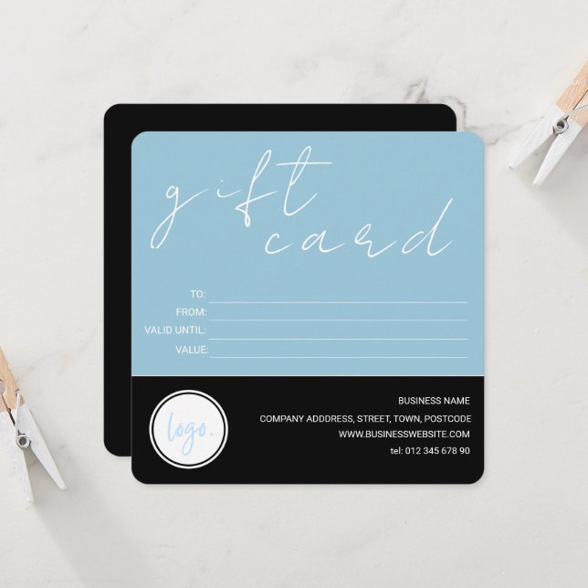 MODERN BLUE BLACK BUSINESS LOGO CUSTOMER GIFT CARD (Front/Back In Situ)