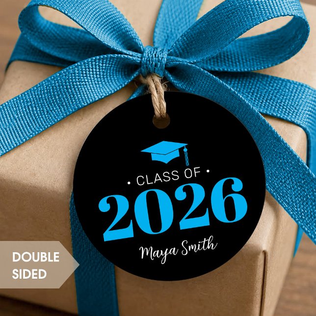 Modern Blue Black Graduation Favour Tags (Creator Uploaded)