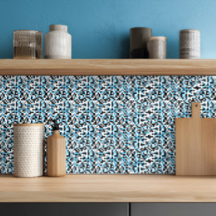 Modern Blue Black Grey Geometric Ceramic Tile