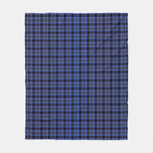 Modern Blue Black Tartan Plaid Pattern Fleece Blanket