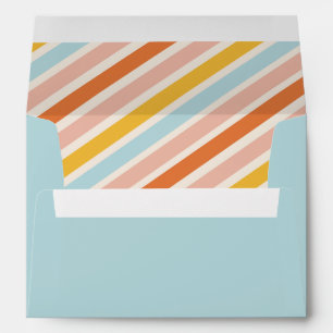 Modern Blue Bold Colourful Stripes Christmas Card Envelope