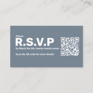 Modern Blue bold RSVP QR Code Wedding Enclosure Card