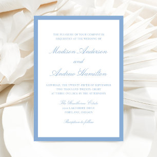 Modern Blue Border Wedding Invitation