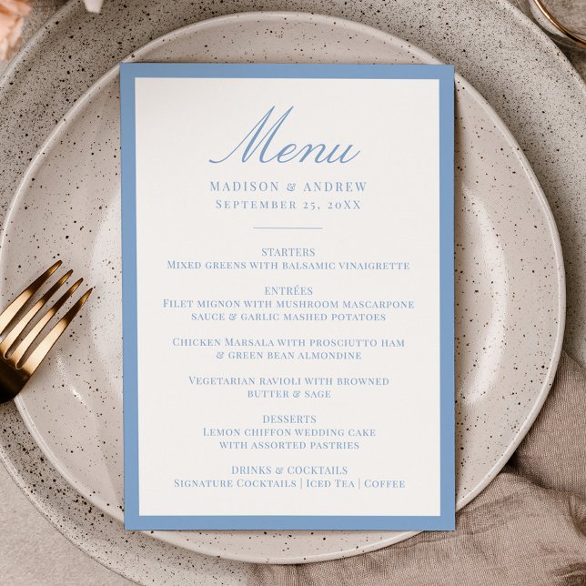 Modern Blue Border Wedding Menu (Creator Uploaded)