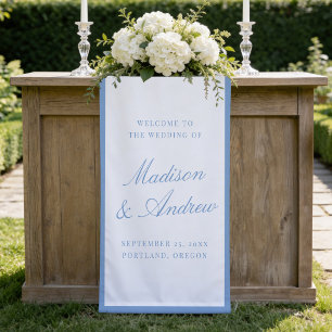 Modern Blue Border Wedding Welcome Banner