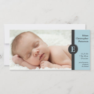 Modern Blue Boy Baby Birth Announcement Photocard