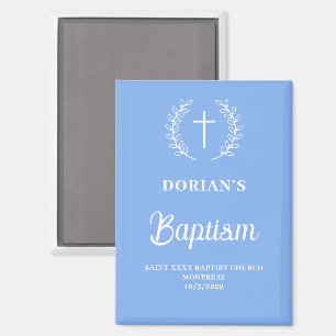 Modern Blue Boy   Baptism   Thank you  Magnet