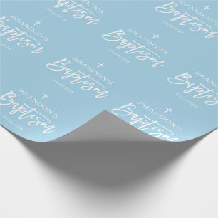 Modern Blue Boy Baptism  Wrapping Paper