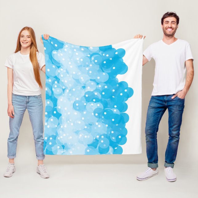 Modern Blue Bubbles Baby Boy Pattern Fleece Blanket (In Situ)
