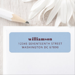 Modern Blue Burgundy Simple Name Return Address