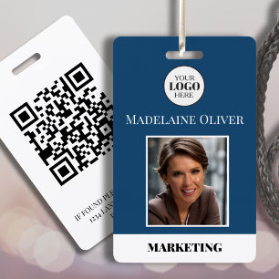 Modern Blue Business Logo Employee Photo ID  ID Badge