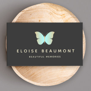 Modern Blue Butterfly Event Planner Logo Business Card