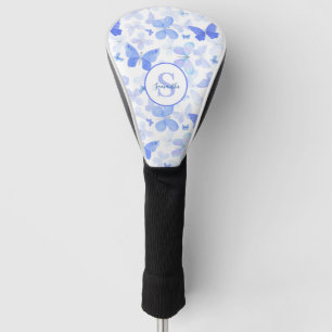 Modern Blue Butterfly Monogram  Golf Head Cover