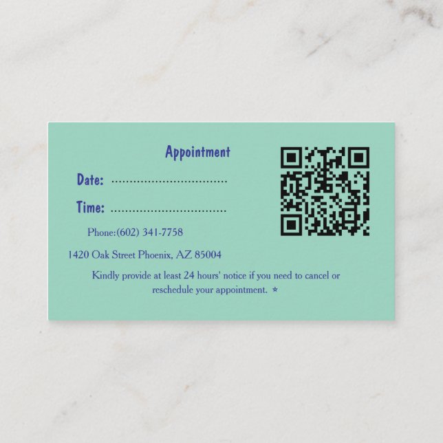 Modern Blue Cardiologist Business Card with QR Cod (Back)