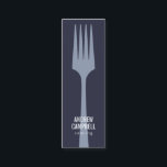 Modern blue chef minimalist fork catering logo mini business card<br><div class="desc">Modern blue chef minimalist fork catering logo</div>