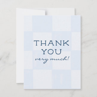 Modern Blue Chequered Baby Shower Thank You Card