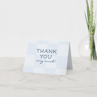 Modern Blue Chequered Baby Shower Thank You Card