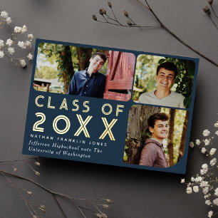 Modern Blue Chic Photo Graduation Announcement