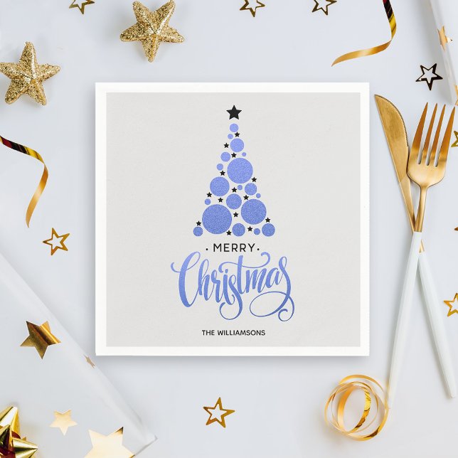 Modern Blue Christmas Tree Holiday Napkins (Modern Blue Christmas Tree Holiday Napkins)