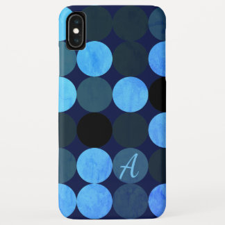 Modern Blue Circles & Monogram Case-Mate iPhone Case