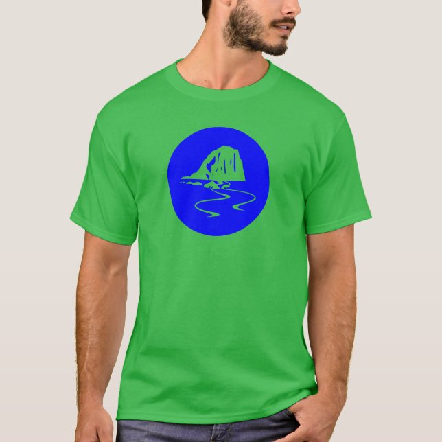 Modern Blue Circular Sea Arch Icon T-Shirt (Front)
