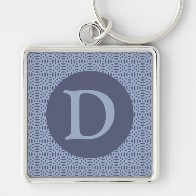 Modern Blue Circular Shapes Seamless Pattern Key Ring (Front)