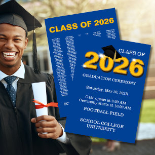 Modern Blue Class of 2026 Graduation Ceremony Invitation