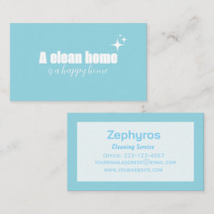 Modern Blue Cleaning Service Business Card – Zephy