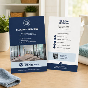 Modern Blue Cleaning Services with QR Flyer