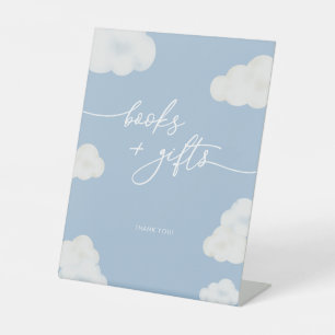Modern Blue Cloud Baby Shower Diaper Raffle Sign