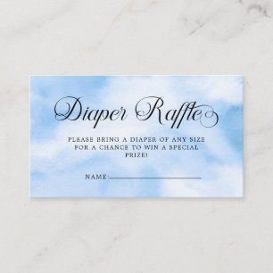 Modern  Blue Cloud Nine Baby Shower Diaper Raffle Enclosure Card
