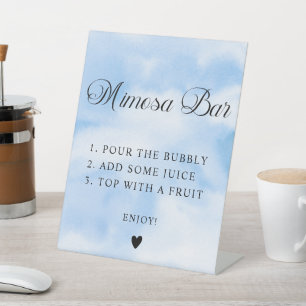 Modern Blue Cloud Nine Baby Shower Mimosa Bar Pedestal Sign