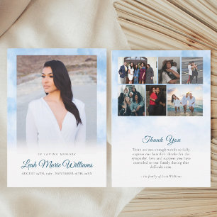 Modern Blue Clouds Memorial Funeral Thank You Card