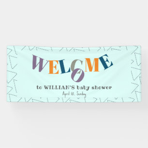 Modern Blue Colorful Letters Baby Shower Welcome Banner