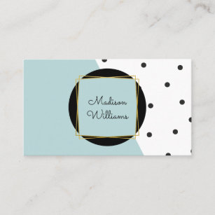 Modern Blue Colour Block and Polka Dots Pattern Business Card