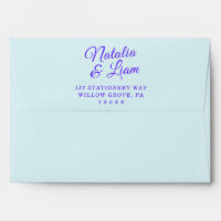 Modern Blue Colourful Retro Bright Funky Wedding