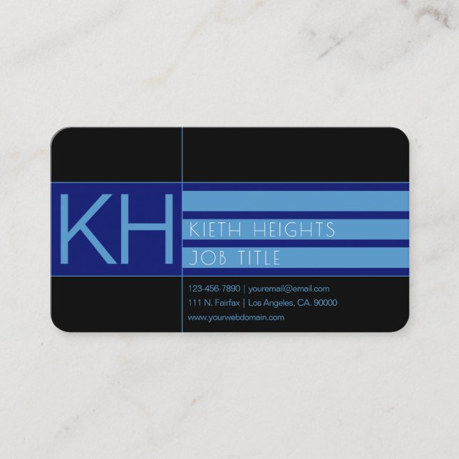 Modern Blue Colours and Black Background Business Card (Front)