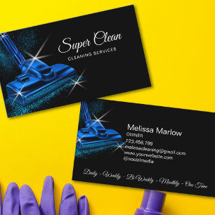 Modern Blue Commercial House Cleaning Service Business Card