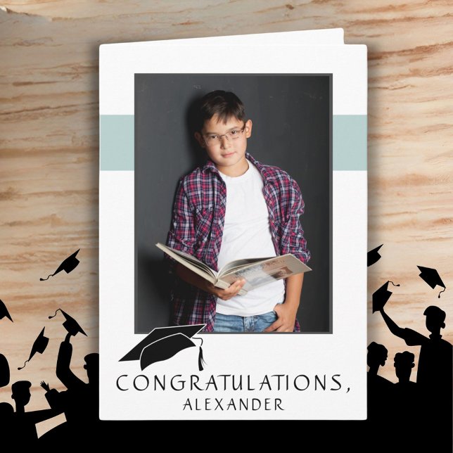 Modern Blue Congratulations Graduation Photo Card (Creator Uploaded)