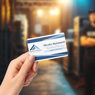 Modern Blue Corporate Name Badge ID Badge