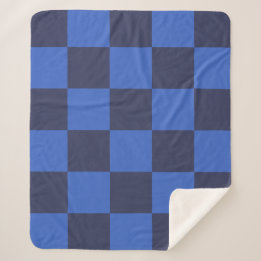 Modern Blue Croatian Checkers Sherpa Blanket