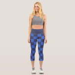Modern Blue Croatian Geometric Chequered Capri Leggings<br><div class="desc">These monochromatic capri leggings feature a modern geometric pattern,  a famous Croatian chequerboard in blue version.</div>