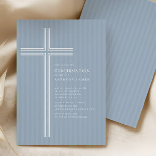 Modern Blue Cross Confirmation Invitation