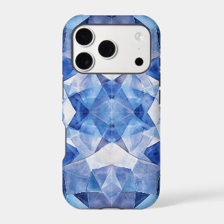 Modern Blue Crystal Geometric Mosaic iPhone Case
