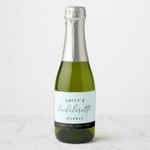 Modern Blue Custom Bachelorette Bubbly Sparkling W Wine Label