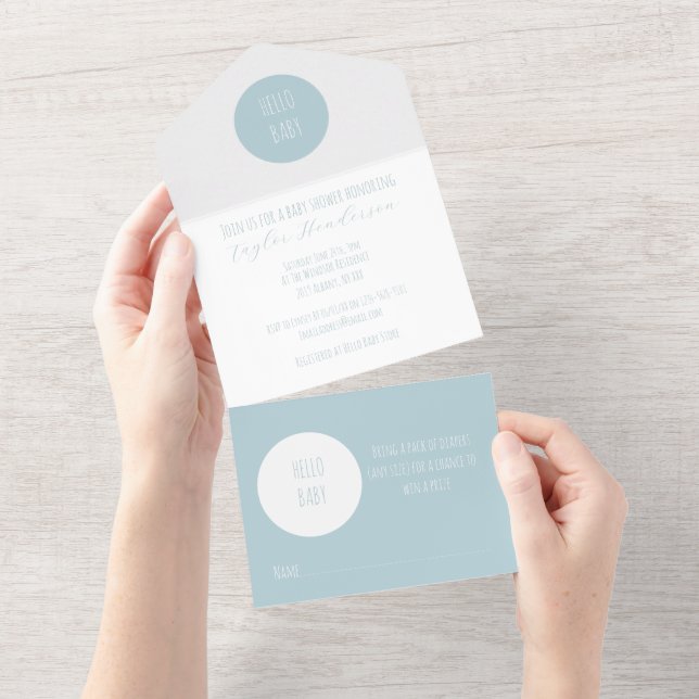 Modern Blue Customisable Baby Shower Invitation (Tearaway)