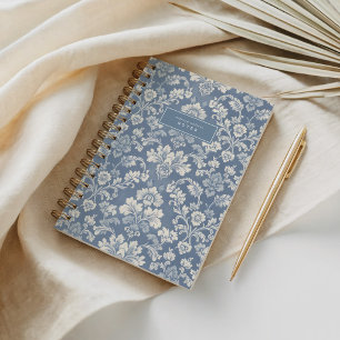 Modern Blue Damask Motif Notebook