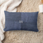 Modern blue denim jeans pattern monogrammed lumbar cushion<br><div class="desc">Modern blue denim jeans pattern monogrammed pillow.
Add your own monogram to personalise.</div>