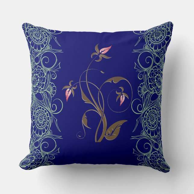 Modern Blue Design Pillow Cover (Front)