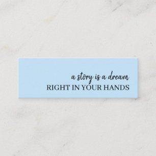 Modern Blue Dream Quote Minimal Bookmark Design Mini Business Card